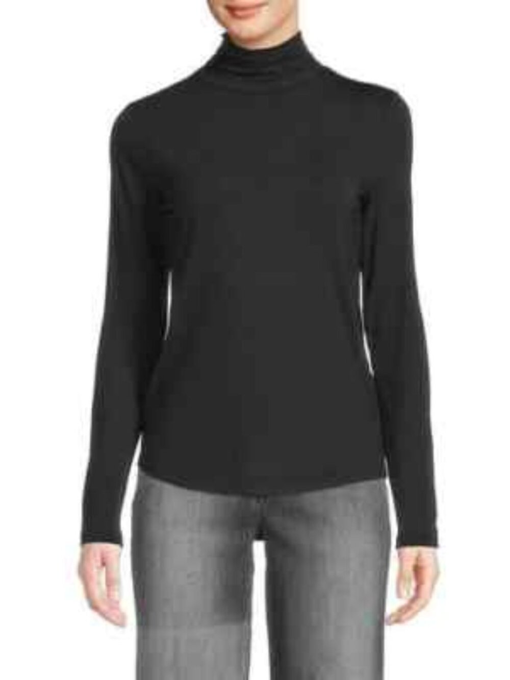 Elie Tahari Womens Black Mock Neck Zip Back Knit Turtleneck Top